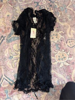 In Bloom Black Lace Sheer Robe - Women Intimates & Sleepwear - missing robe tie